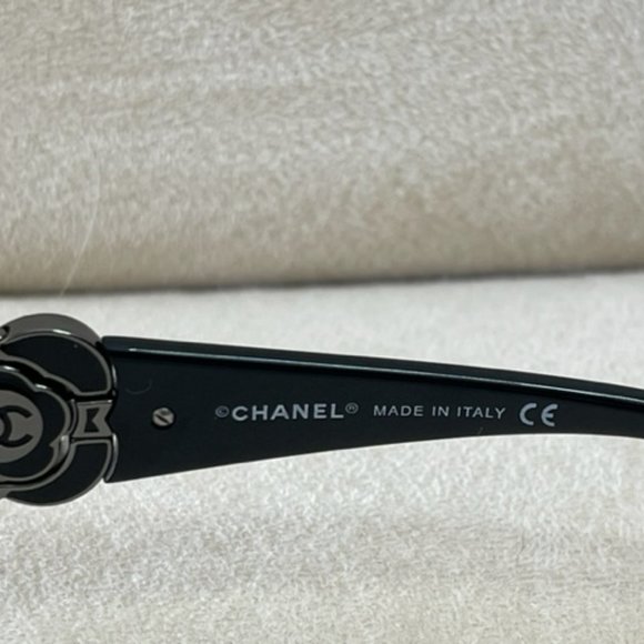 Chanel 4164-B 108/8G Rimless Shield Sunglasses Swarovski Crystal Camellia GREAT - Picture 4 of 12